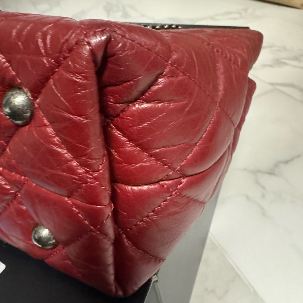 Chanel Red Quilted Chain Tote Shoulder Bag - Picture 3 of 16